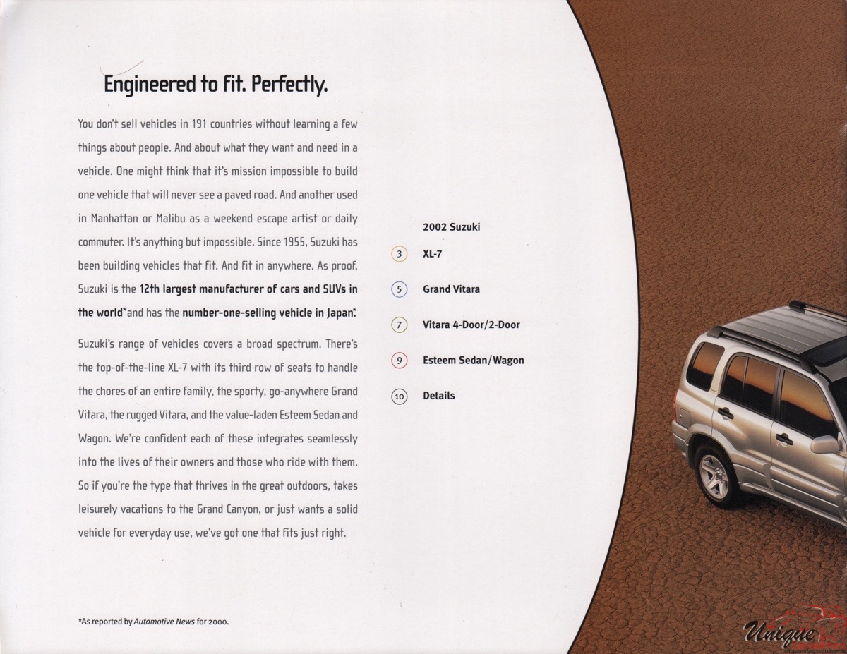 2002 Suzuki Brochure Page 1